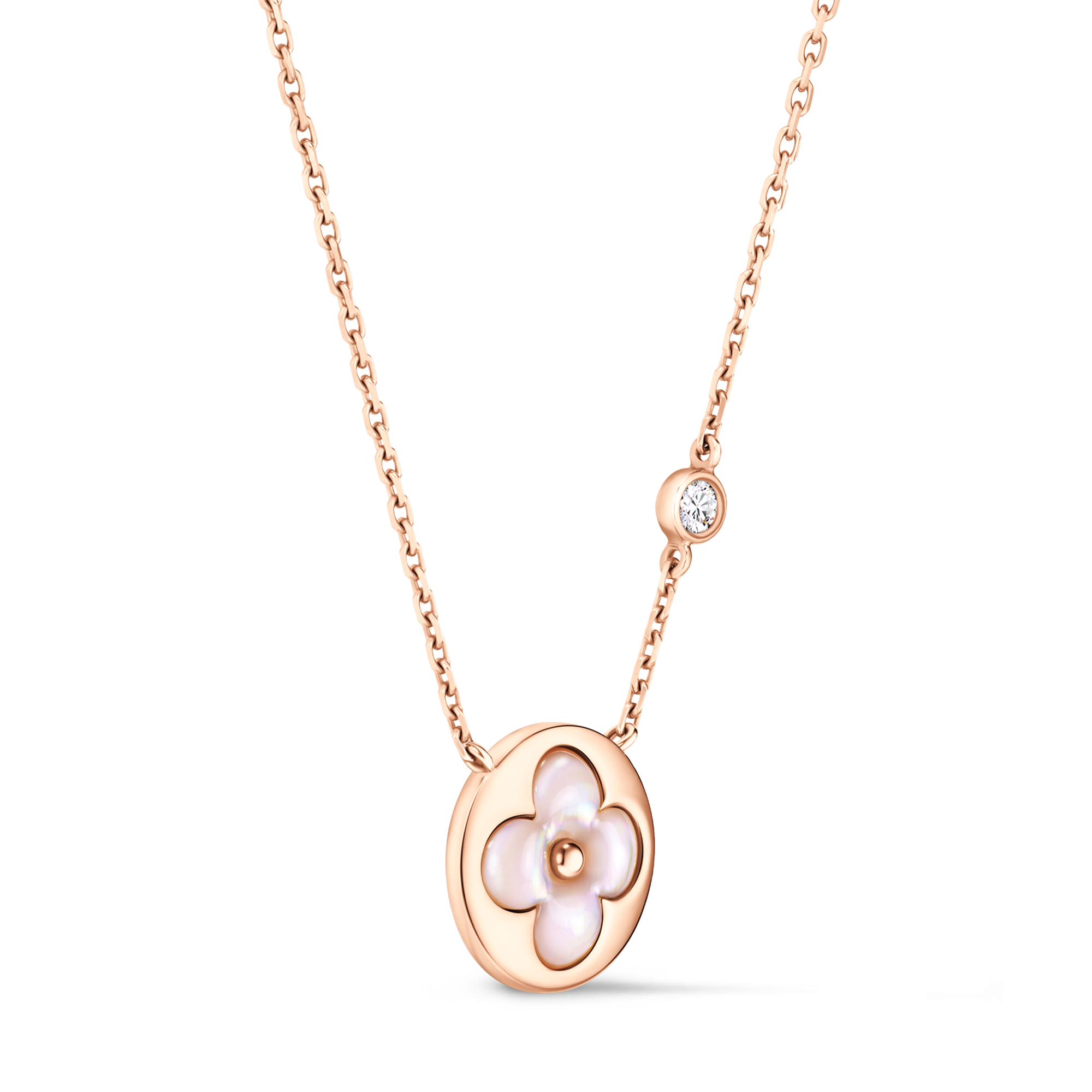 Color Blossom BB Sun Pendant, Pink Gold, Pink Mother-of-Pearl and Diamond  in Jewellery's Categories Necklaces and Pendants collections by Louis Vuitton (Product zoom)